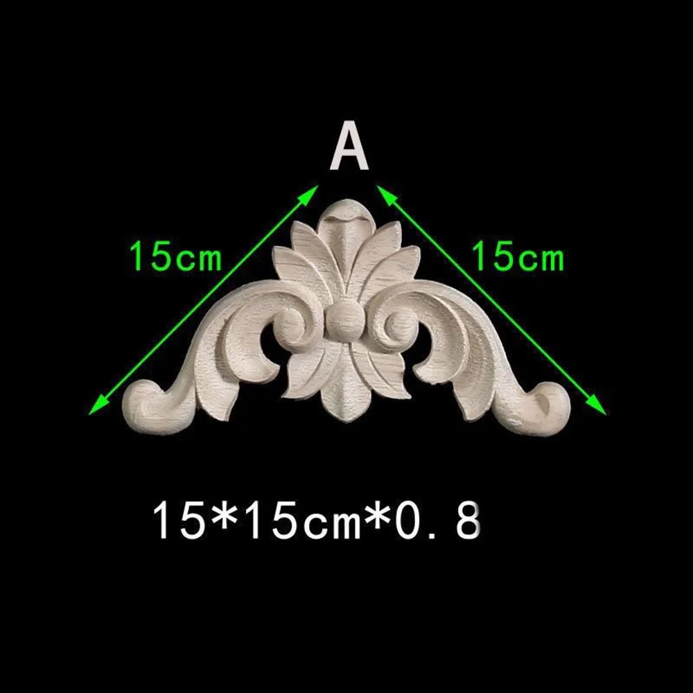 Floral Wood Carved Corner Onlay Furniture Applique Unpainted Decorative Trim 6