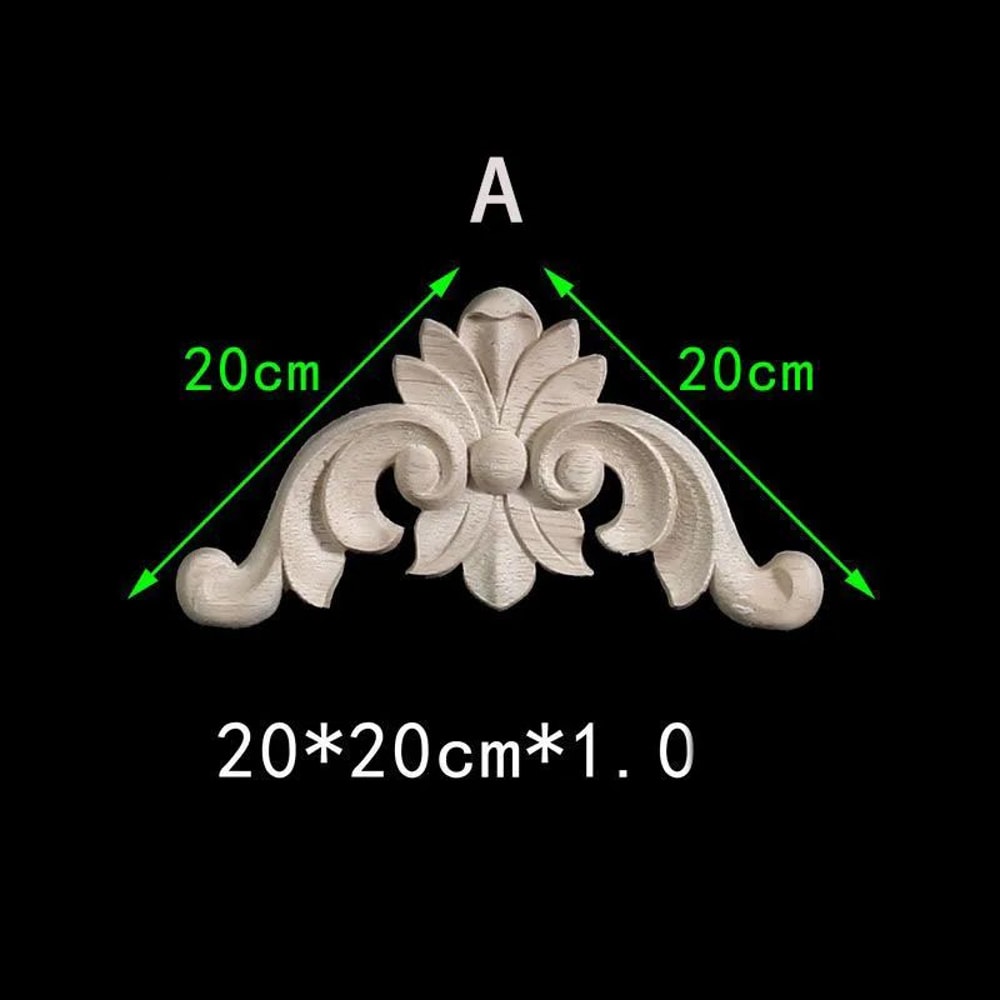 Floral Wood Carved Corner Onlay Furniture Applique Unpainted Decorative Trim 7