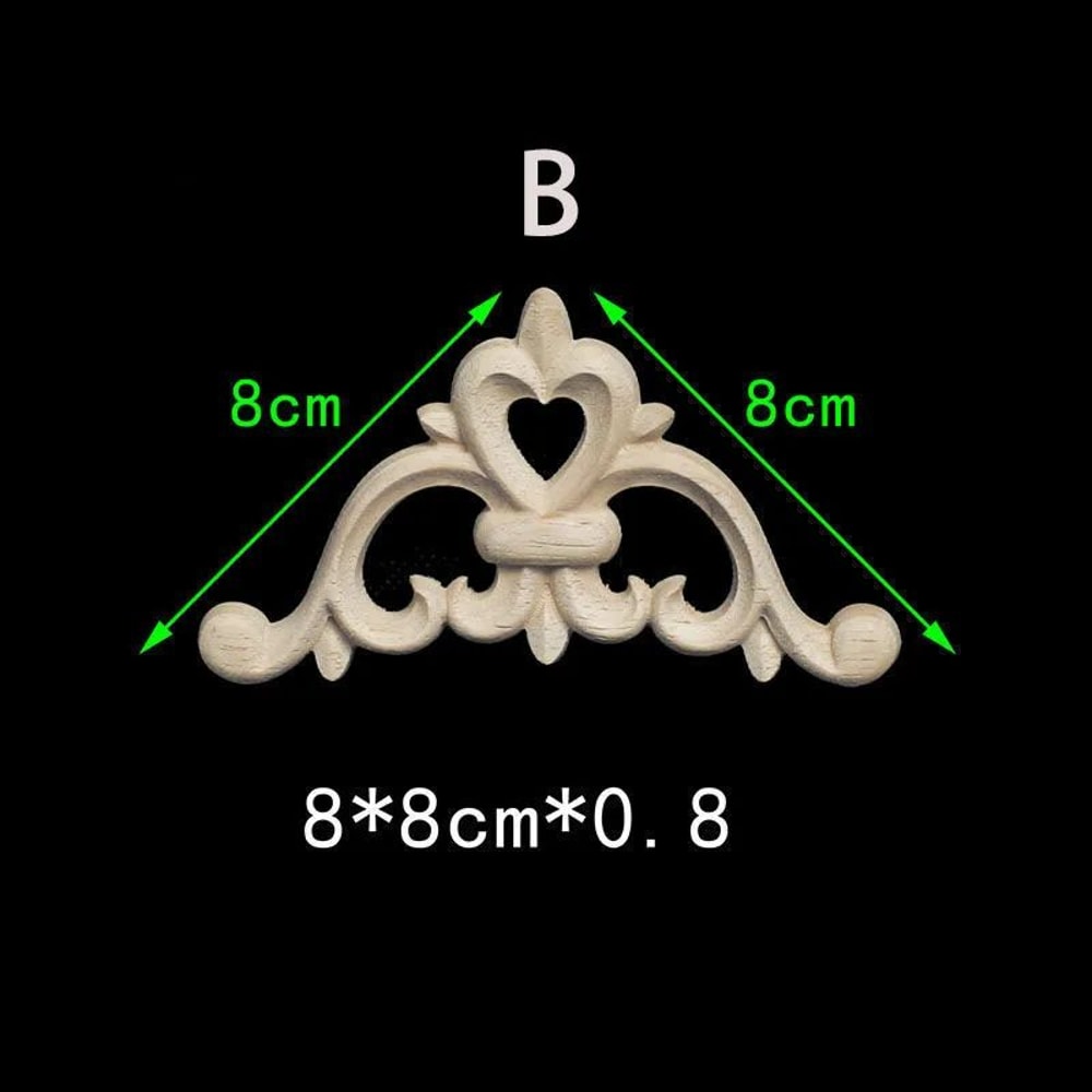Floral Wood Carved Corner Onlay Furniture Applique Unpainted Decorative Trim 10