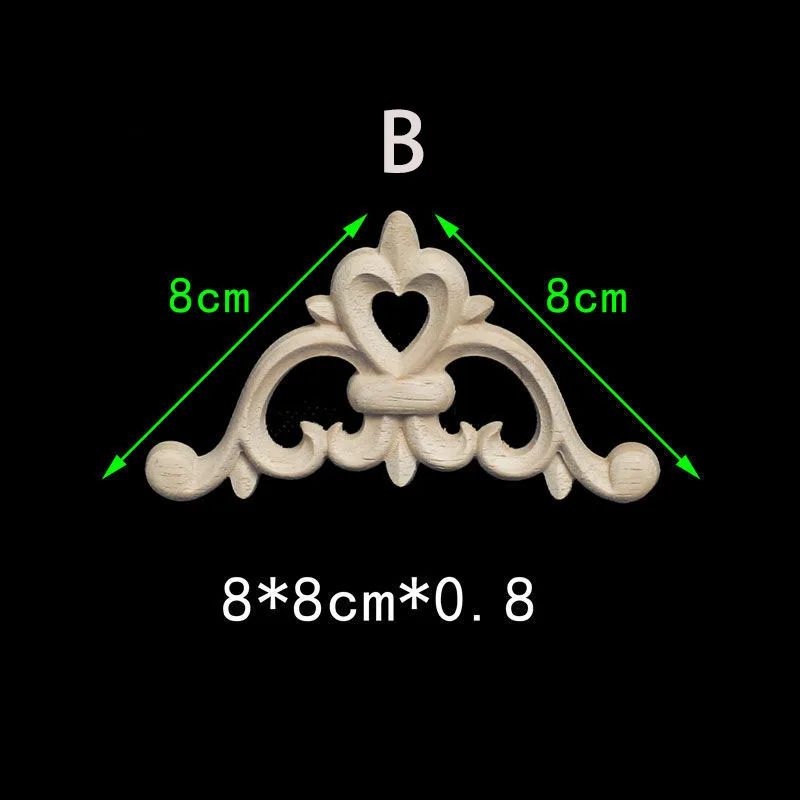 Floral Wood Carved Corner Onlay Furniture Applique Unpainted Decorative Trim 10