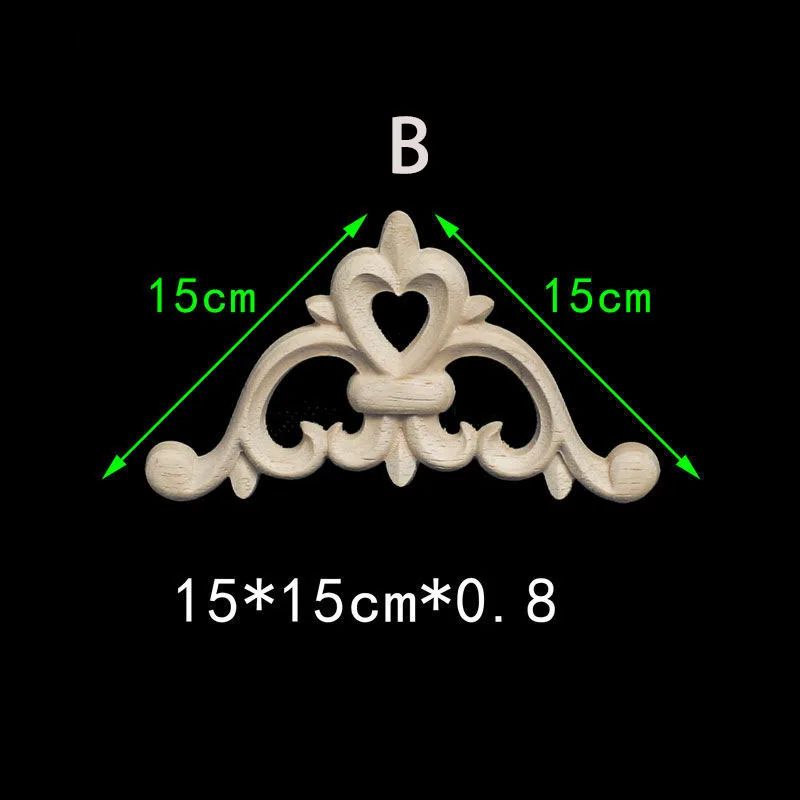 Floral Wood Carved Corner Onlay Furniture Applique Unpainted Decorative Trim 12