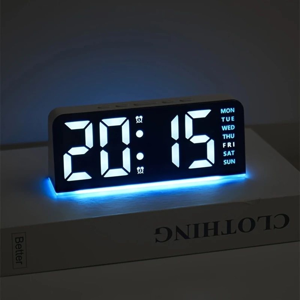 Dual Alarm LED Bedside Clock With Date Display Snooze Night Light 3
