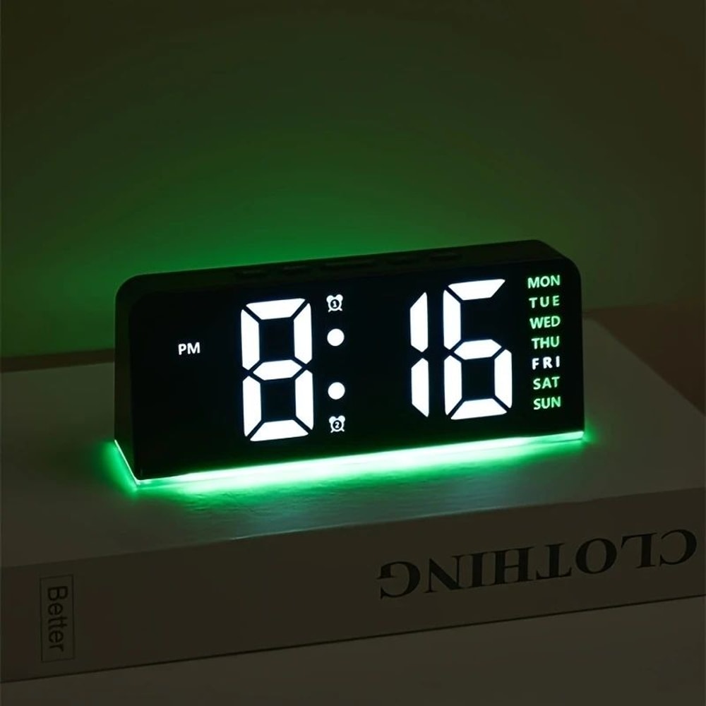 Dual Alarm LED Bedside Clock With Date Display Snooze Night Light 5