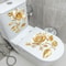 Golden Floral Toilet Seat Sticker Waterproof Selfadhesive Bathroom Toilet Decal 2pcs 2