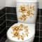 Golden Floral Toilet Seat Sticker Waterproof Selfadhesive Bathroom Toilet Decal 2pcs 7