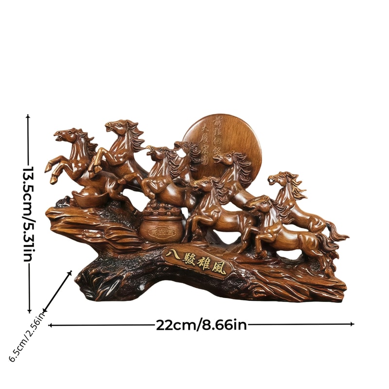 Eight Horses Statue Feng Shui Horse Figurine Resin Wealth Decor For Home Office 2