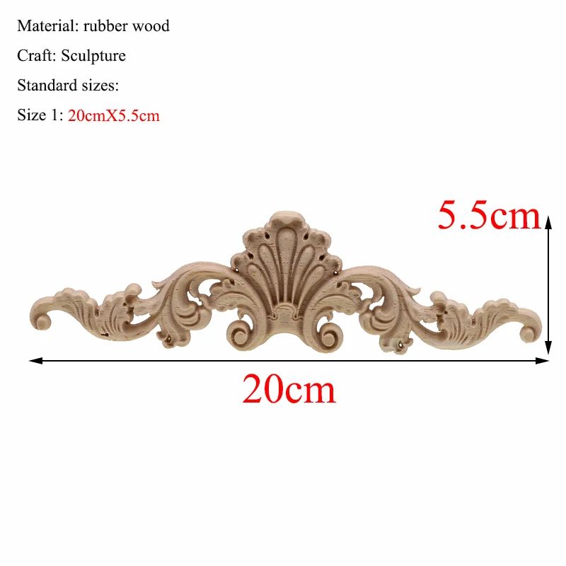 Vintage Rectangle Wood Carving Appliques For Furniture Cabinet Decor 1