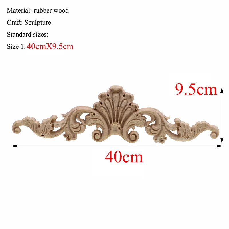 Vintage Rectangle Wood Carving Appliques For Furniture Cabinet Decor 3