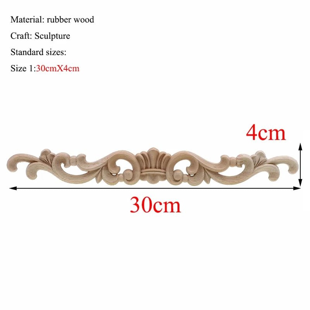 Vintage Rectangle Wood Carving Appliques For Furniture Cabinet Decor 7