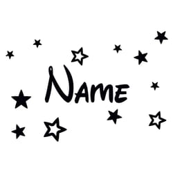 personalized name wall sticker with stars for kids room decor