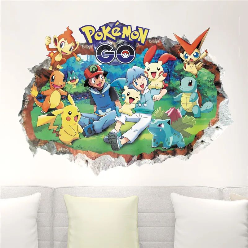 Cute Pikachu Wall Sticker For Kids Room Decor Peel And Stick Anime Bedroom Wall Decal 2
