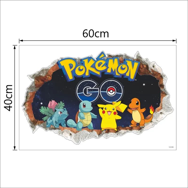 Cute Pikachu Wall Sticker For Kids Room Decor Peel And Stick Anime Bedroom Wall Decal 11