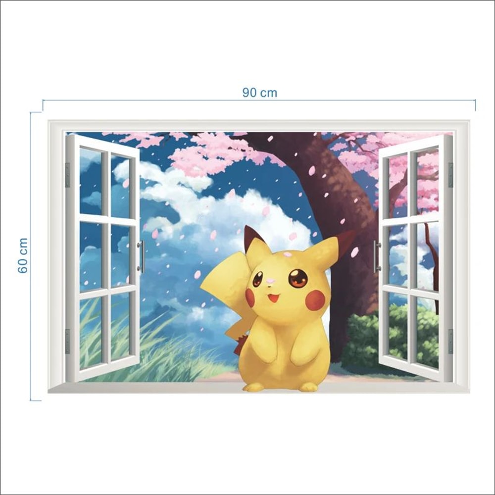 Cute Pikachu Wall Sticker For Kids Room Decor Peel And Stick Anime Bedroom Wall Decal 12