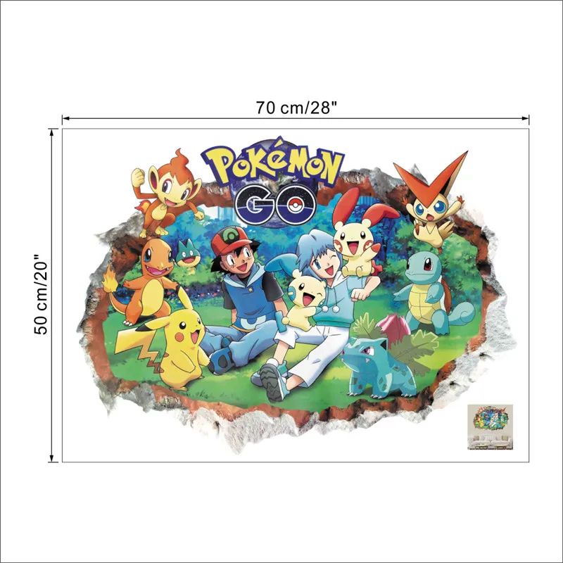 Cute Pikachu Wall Sticker For Kids Room Decor Peel And Stick Anime Bedroom Wall Decal 13