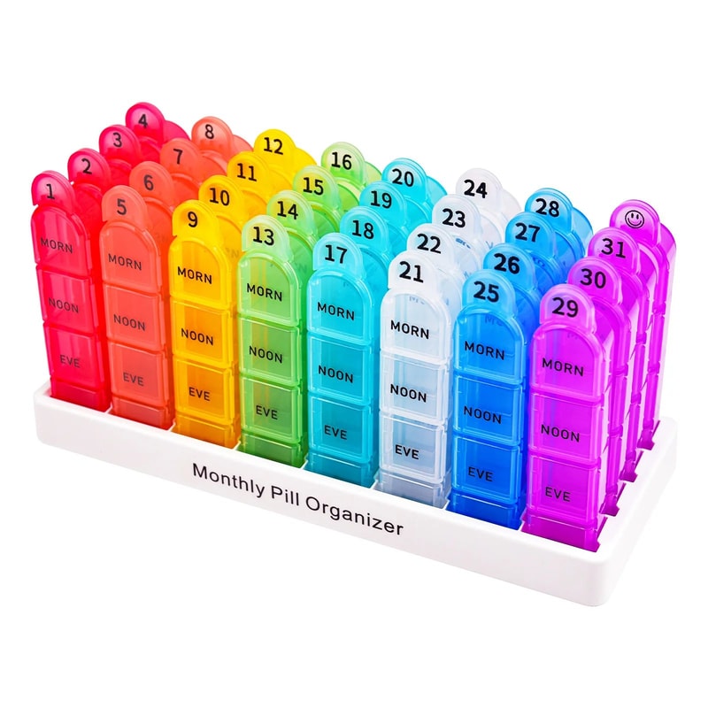 Weekly Monthly Travel Pill Organizer Case Portable Medication Storage Box 11