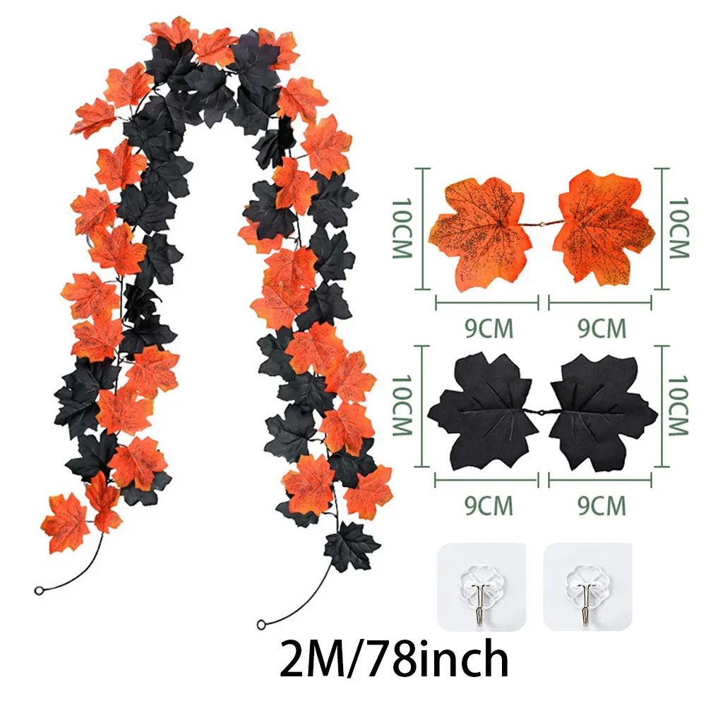 2M Artificial Fall Garland Realistic Autumn Maple Leaf Decor For Festive Homes 9