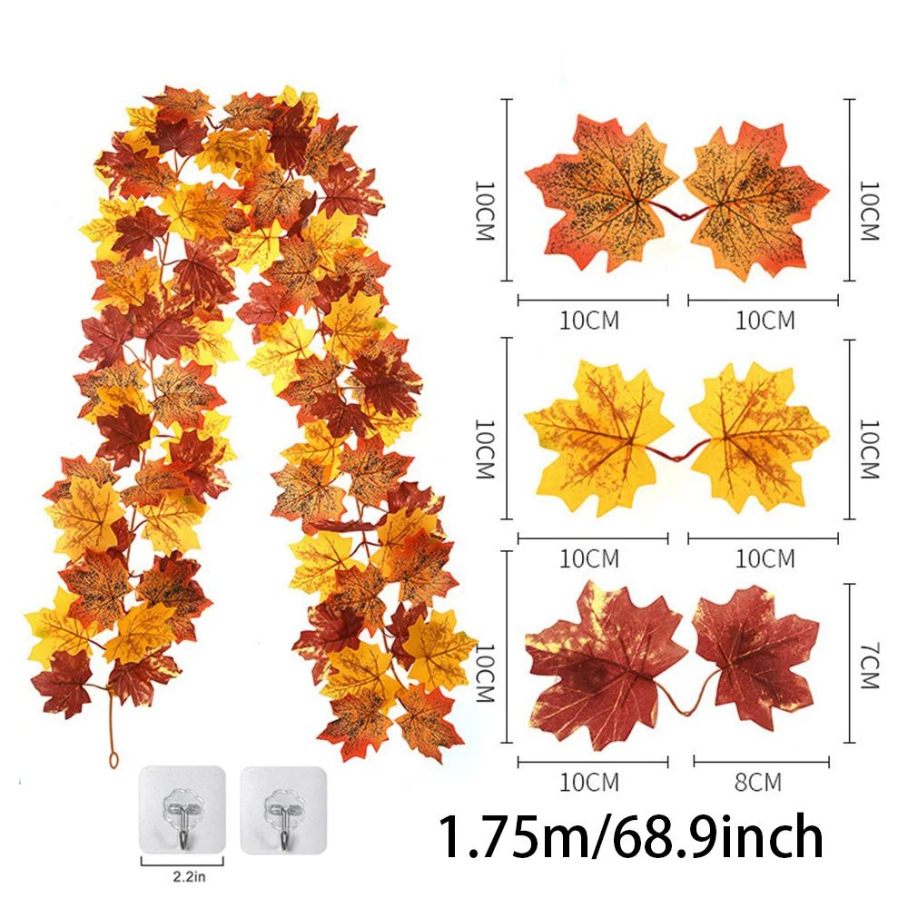 2M Artificial Fall Garland Realistic Autumn Maple Leaf Decor For Festive Homes 6