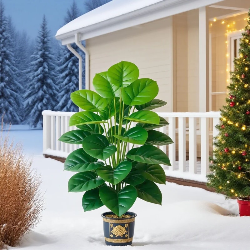 24Leaf Artificial Pothos Plant In Pot Tall Faux Potted Plant For Living Room Office Patio Decor 3