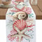 Coastal Linen Table Runner With Coral Conch Design Summer Beach Dining Decor 7