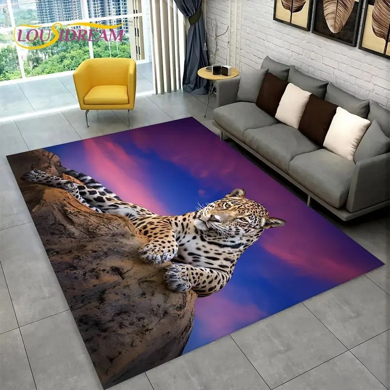 Savage Jungle 3D Animal Area Rug NonSlip Wildlife Carpet For Living Room Kids Spaces 8
