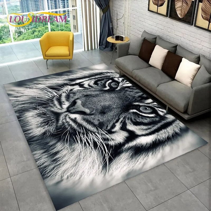 Savage Jungle 3D Animal Area Rug NonSlip Wildlife Carpet For Living Room Kids Spaces 2