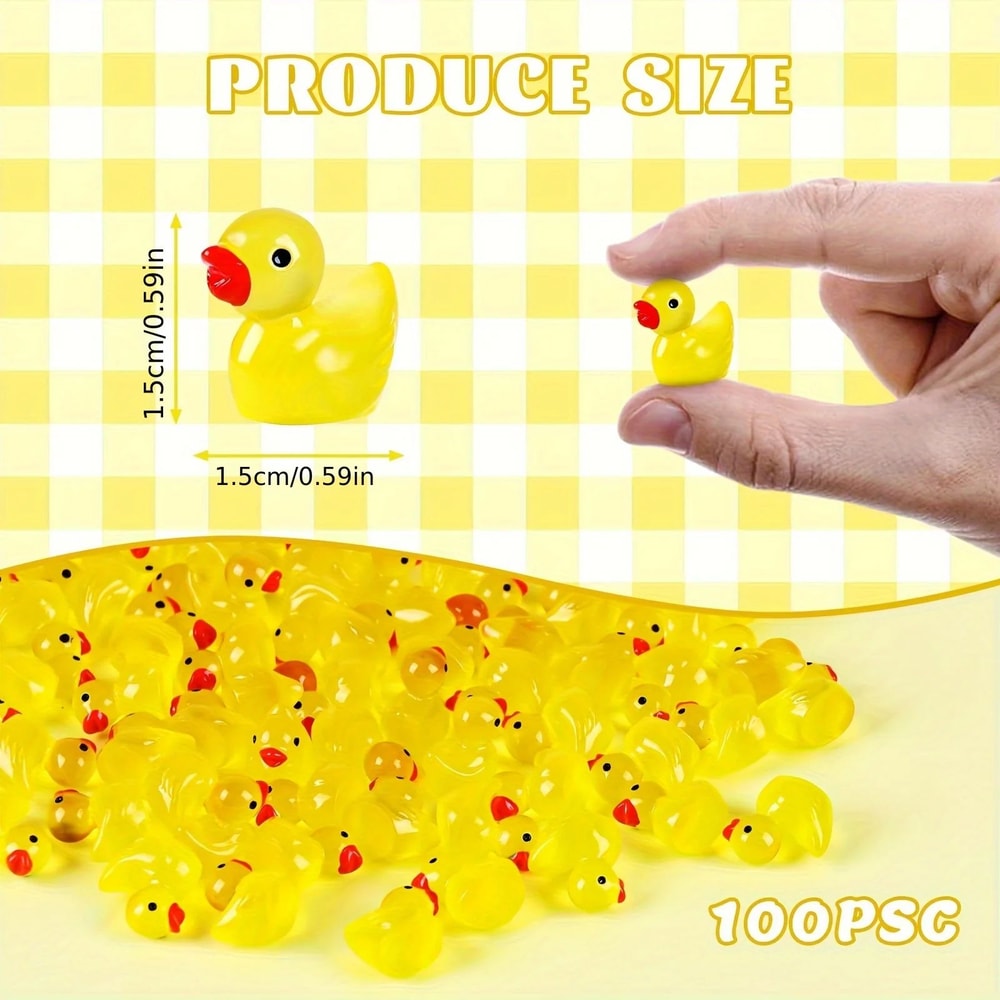 100Piece GlowintheDark Mini Resin Ducks For Fairy Gardens Dollhouses And Aquariums 5