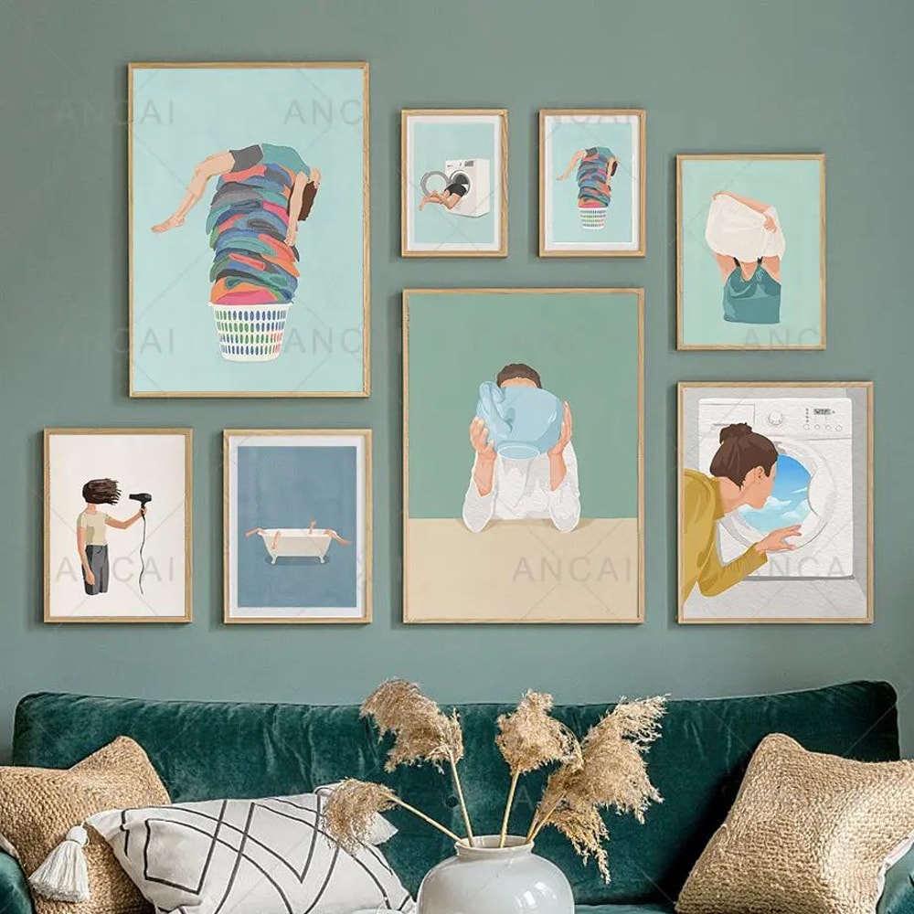 Modern Nordic Laundry Room Canvas Wall Art Print 0