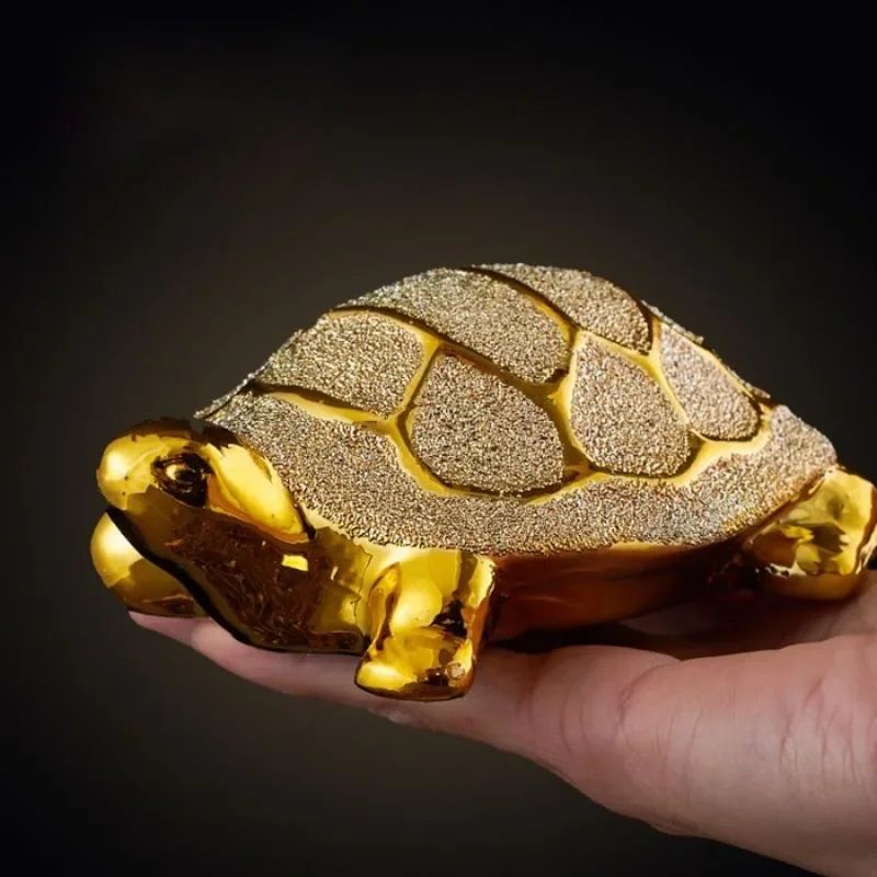 Lucky Gold Ceramic Turtle Figurine For Desk And Home Decor 3