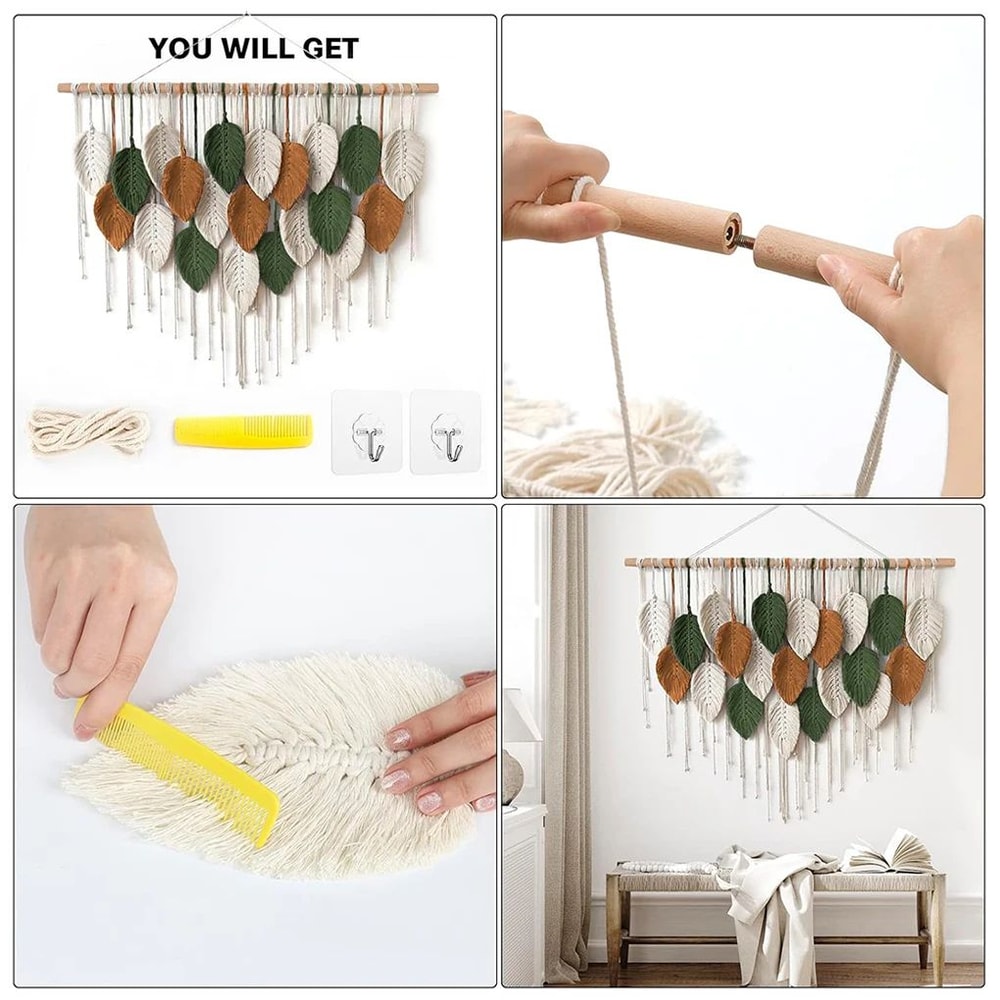 Large Macrame Wall Hanging For Boho Wall Decor With Leaf Woven Tapestry 5