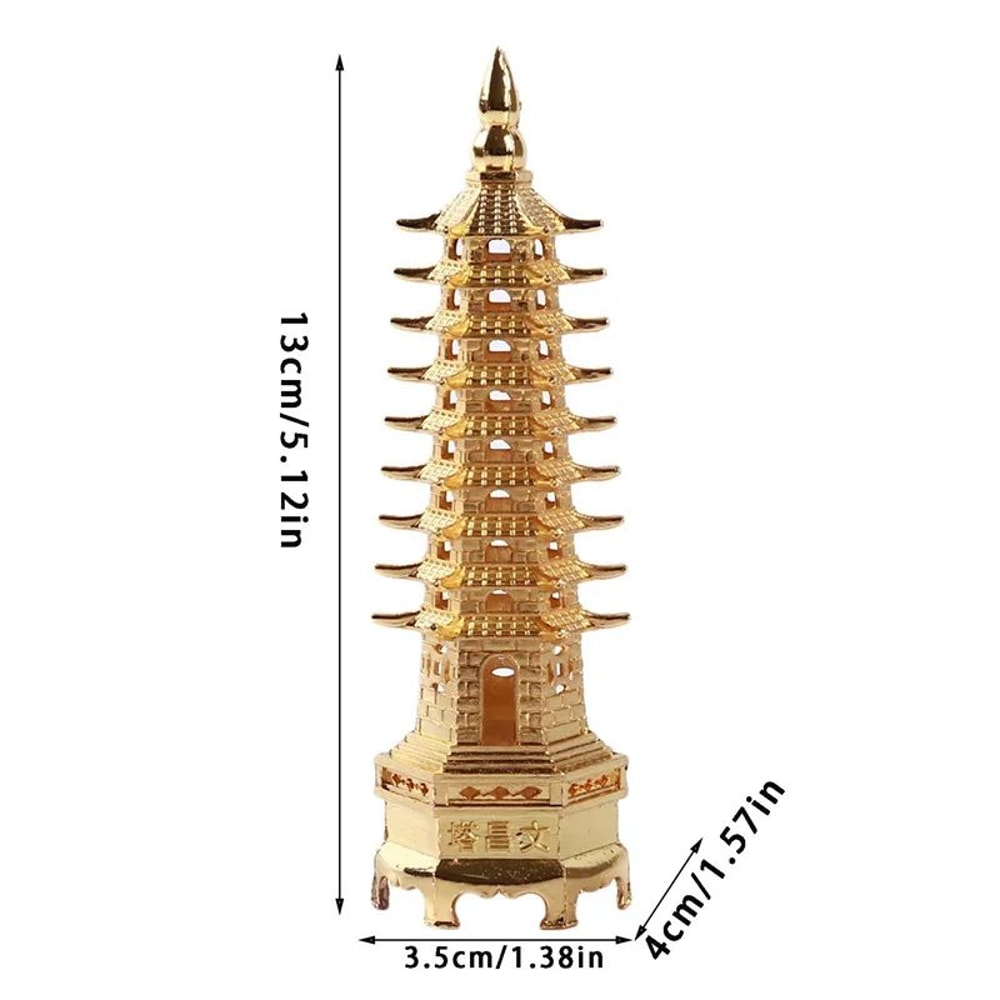 Wenchang Pagoda Feng Shui Tower Metal Statue For Office Desk Decor 6