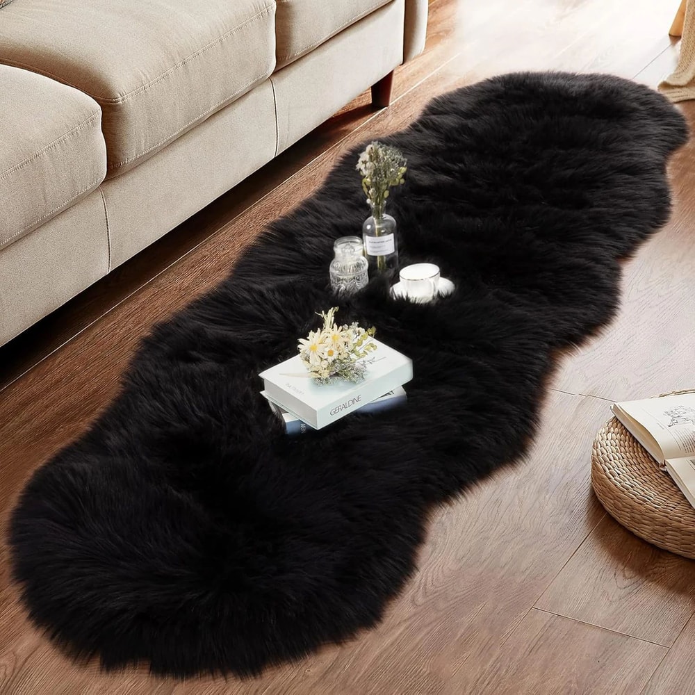 Luxury Faux Sheepskin Fluffy Area Rug For Bedroom Living Spaces 11