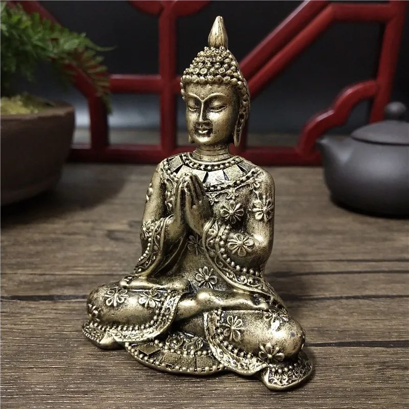 Serene Thai Buddha Statue Bronze Resin Meditation Buddha Sculpture For Home And Zen Decor 2