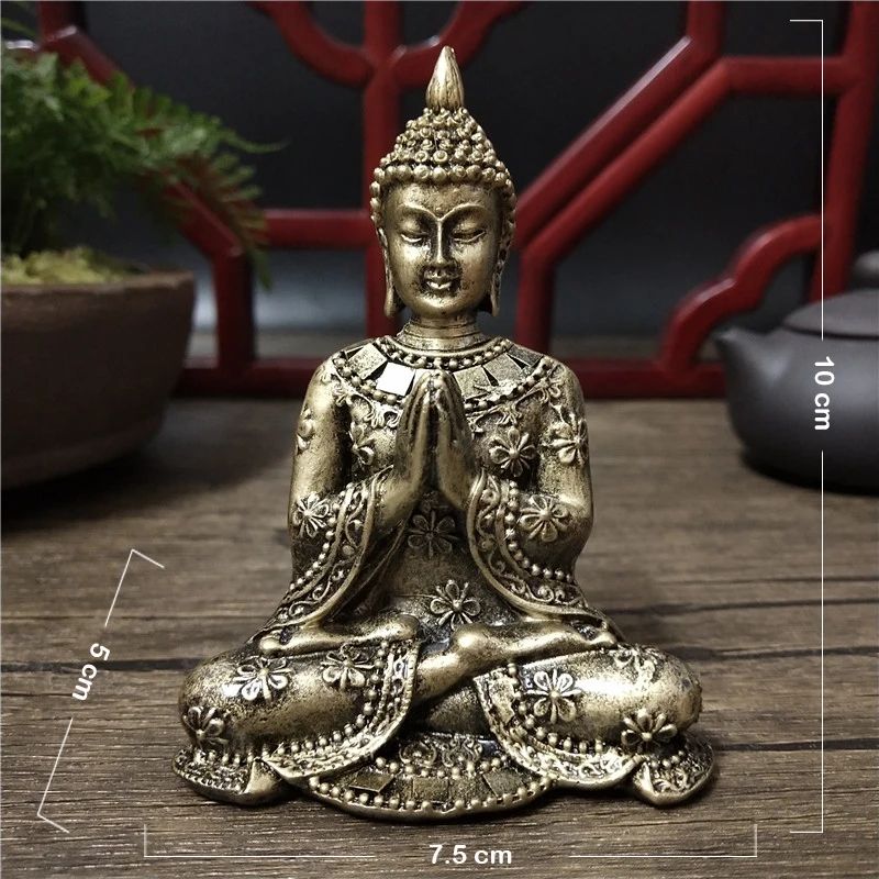 Serene Thai Buddha Statue Bronze Resin Meditation Buddha Sculpture For Home And Zen Decor 6