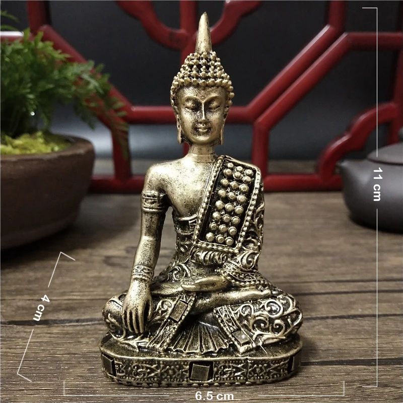 Serene Thai Buddha Statue Bronze Resin Meditation Buddha Sculpture For Home And Zen Decor 7