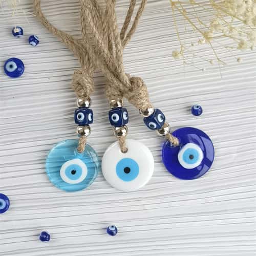 Handcrafted Evil Eye Wall Hanging Glass Nazar Charm for Home Decor