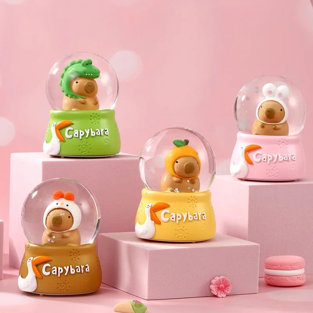 Luminous Capybara Crystal Ball Desk Ornament Cute Resin Capybara Gift Decor 1