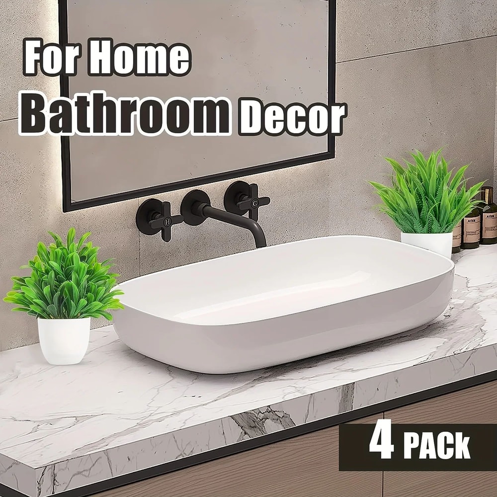 4Piece Artificial Potted Plants Set Mini Faux Indoor Greenery Decor For Home Office 5