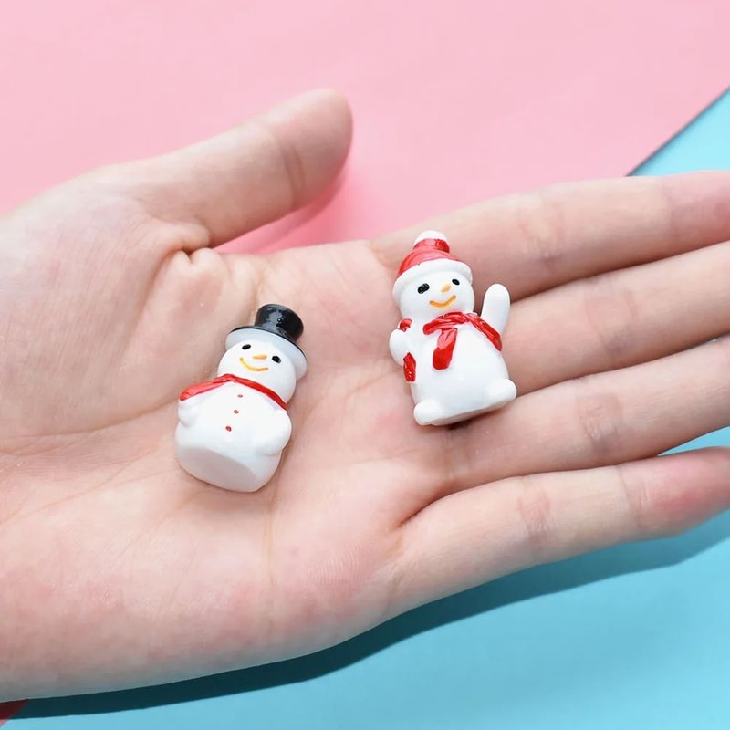 Festive Mini Snowman Figurines Set For DIY Holiday Decor Crafts 3