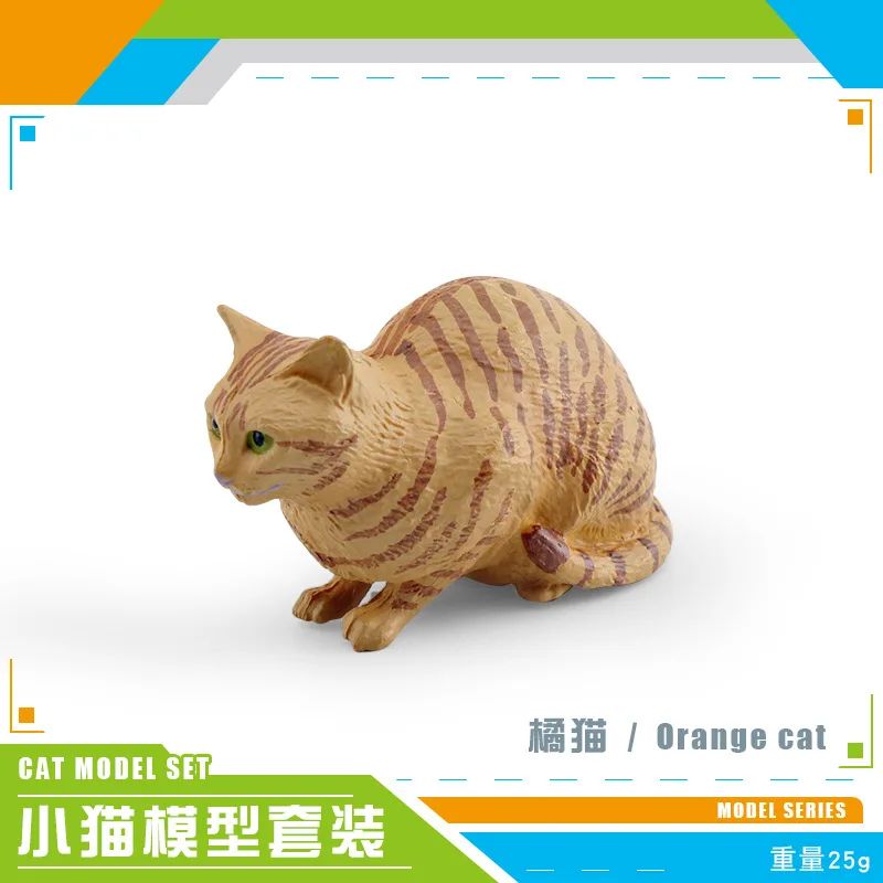 Lifelike Orange Cat Figurine Realistic Mini Cat Ornament For Desk Decor 5