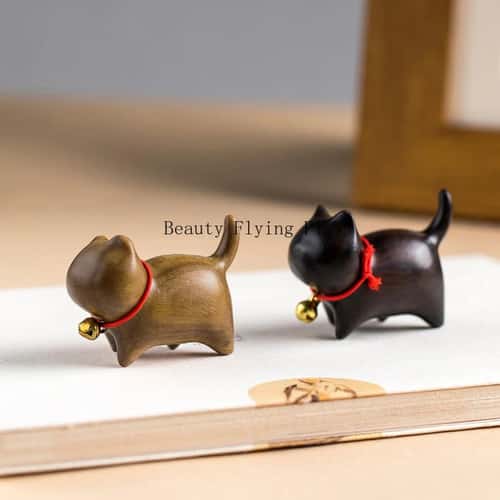 Hand-Carved wooden cat figurine for Shelf, Desk, and Cozy Home Decor