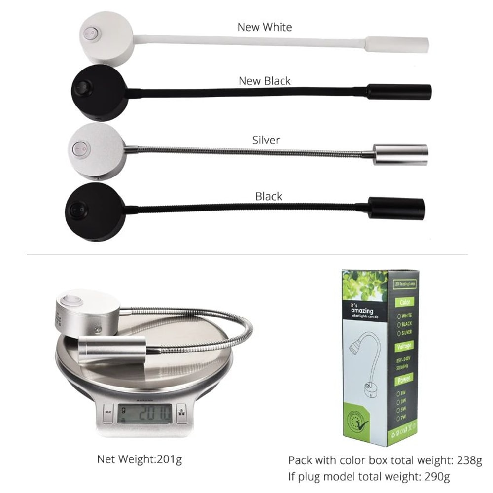 Modern Bedside Reading Light Wall Sconce With Flexible Gooseneck And Onoff Switch 3