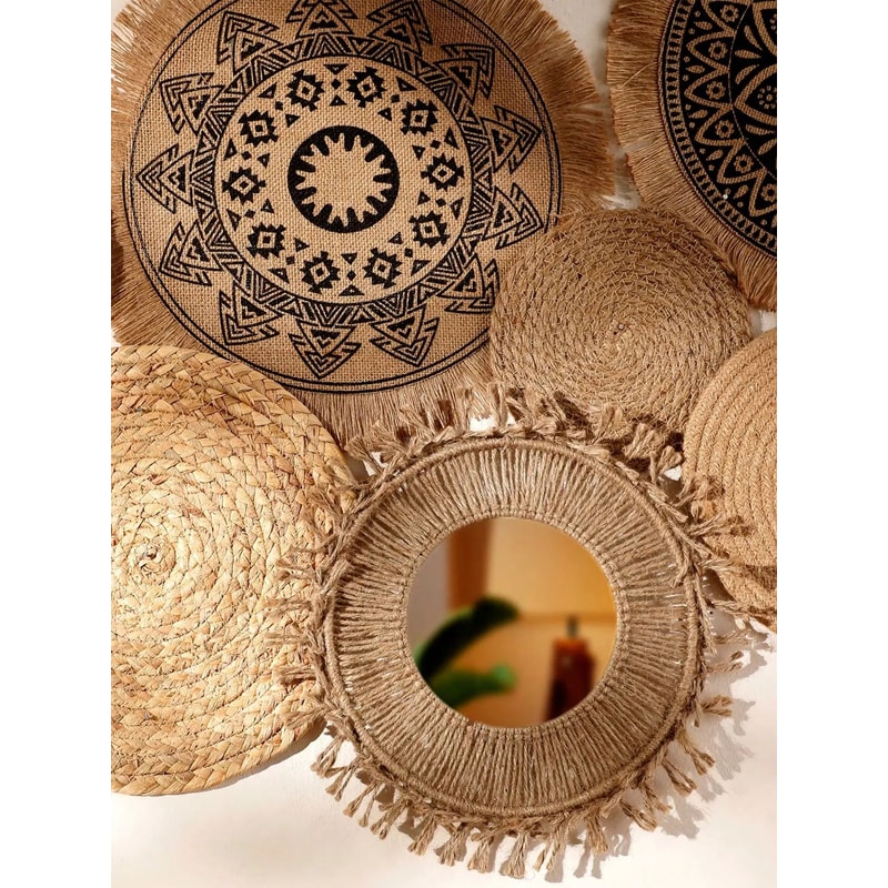 Boho Woven Seagrass Wall Basket Set Rustic Hanging Farmhouse Decor 4