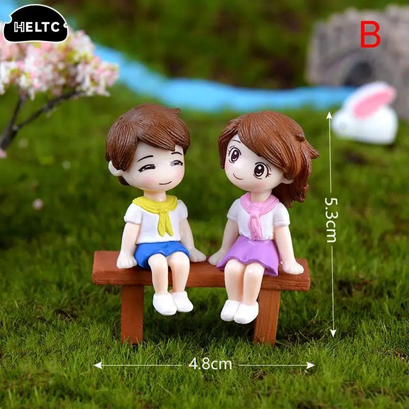 Fairy Garden Miniatures Couple Set With Tree Bench Whimsical Miniature Garden Decor For Terrariums 2