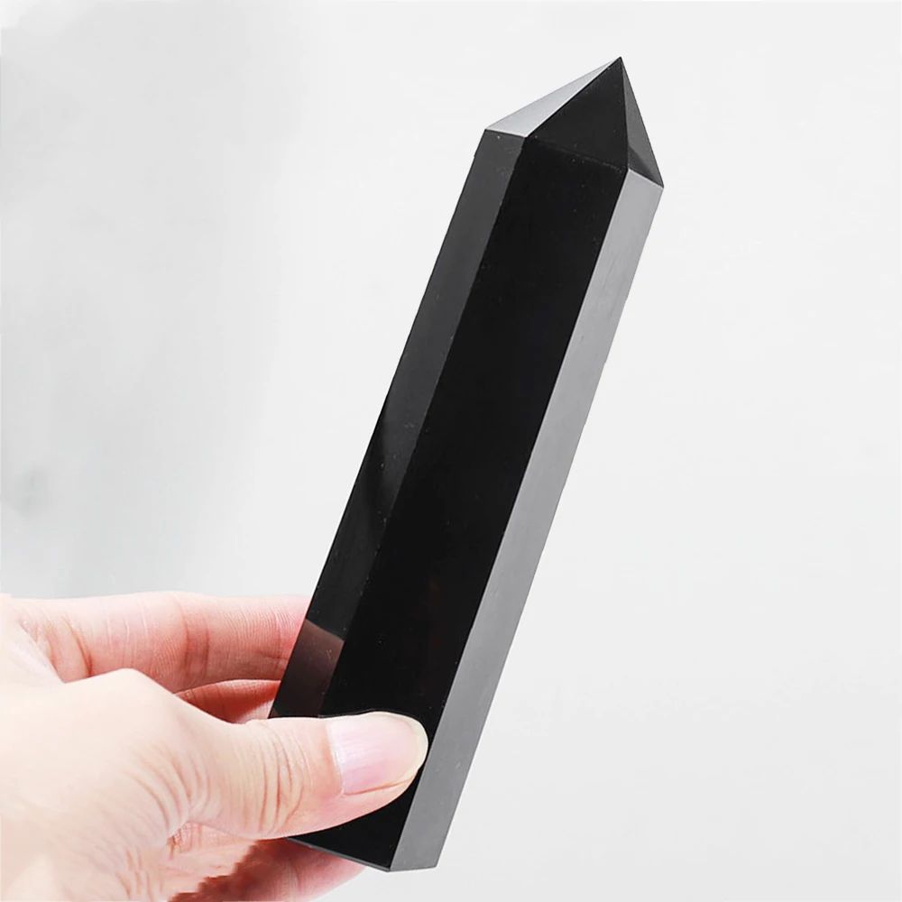 Black Obsidian Crystal Point Wand Natural Healing Energy Tower For Protection Decor 2
