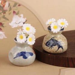 chinese style ceramic toothpick holder and cotton swab jar mini retro vase