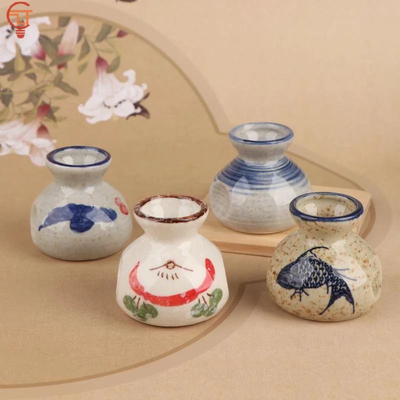 Chinese Style Ceramic Toothpick Holder And Cotton Swab Jar Mini Retro Vase 1