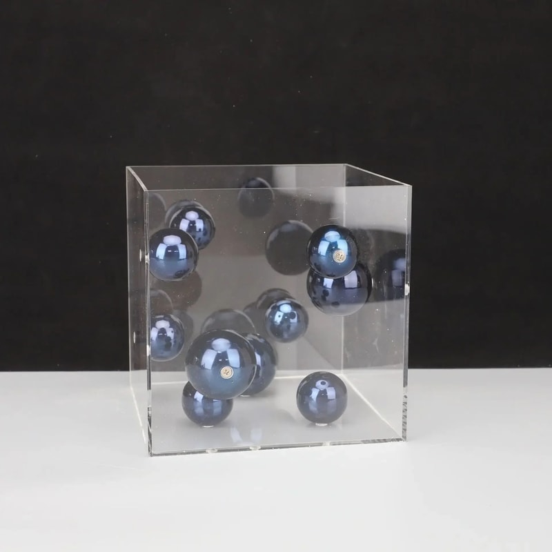 Modern Geometric Metal Ball Acrylic Display Box Decor For Living Room And Desktop 10