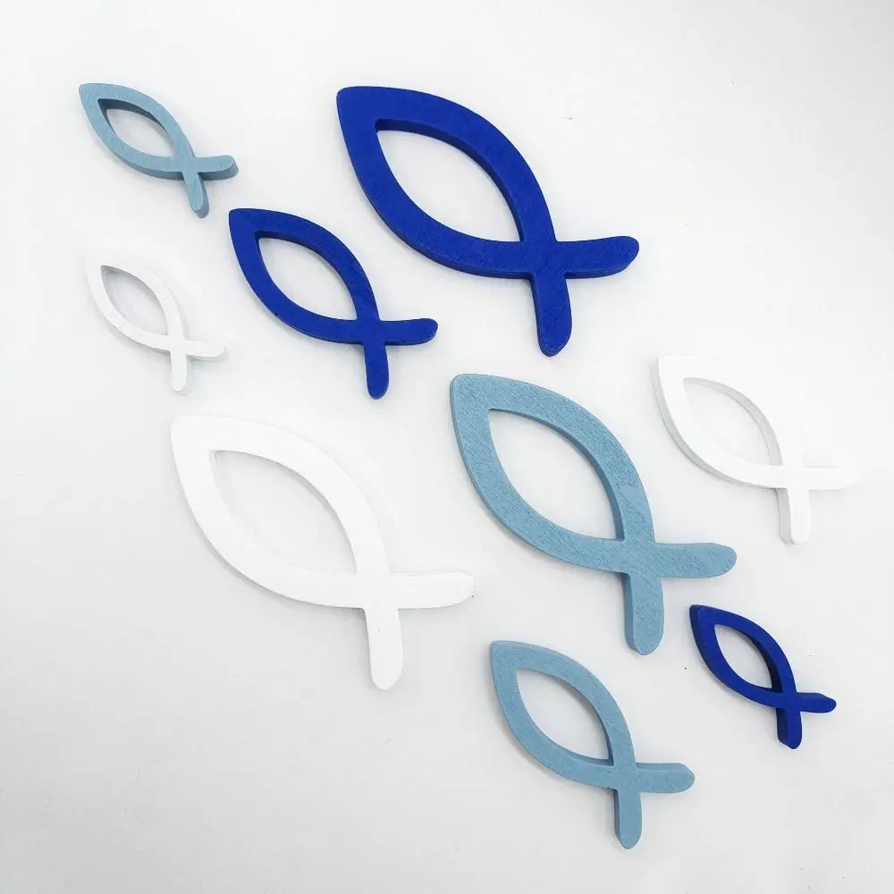 9Piece Wooden Fish Wall Decor Set For Coastal Wall Decor And Nautical Wall Art 2