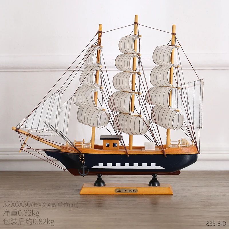 Mediterranean Wooden Sailboat Decor For Coastal Shelf And Nautical Table Styling 16