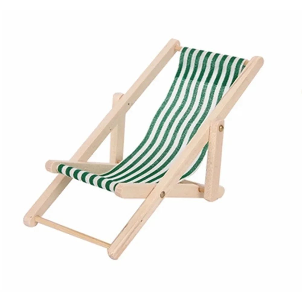 Dollhouse Beach Chair Set With Mini Beach Table Foldable Wooden Beach Furniture 8